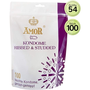 Презервативи з ребристо пухирчастою поверхнею Amor Ribbed &amp;amp; Studded 100 штук