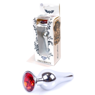Анальна пробка сріблястого кольору із кристалом червоного кольору BOSS of TOYS Jewellery BUTT PLUG