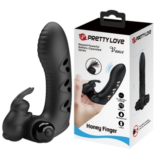 Насадка на палець з вібростимуляцією для клітора чорна Pretty Love Honey Finger