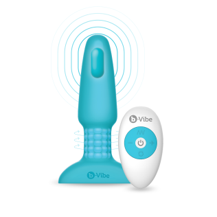 Анальная пробка с вибрацией и имитацией римминга b-Vibe для эротических игр голубая