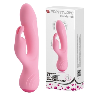 Вибратор с отростком для клитора нежно розового цвета LYBAILE Pretty Love Broderick