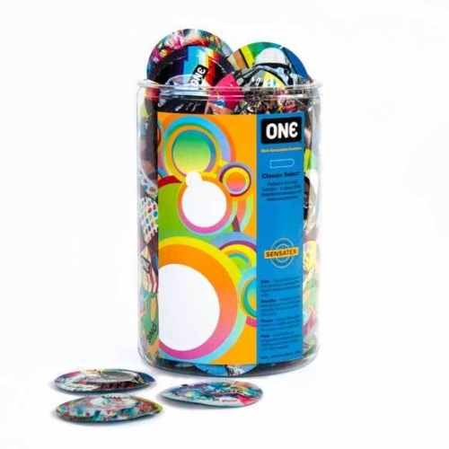 Набір презервативів ONE Classic Select Artist Collection 100 штук мегапак тюб - 1