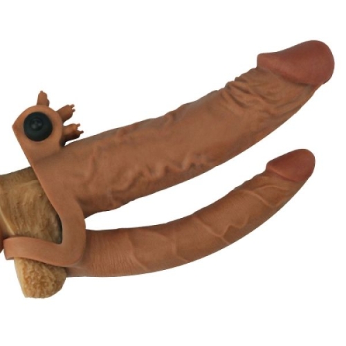Насадка на член для двойного проникновения коричневого цвета Lovetoy Double Penis - 2