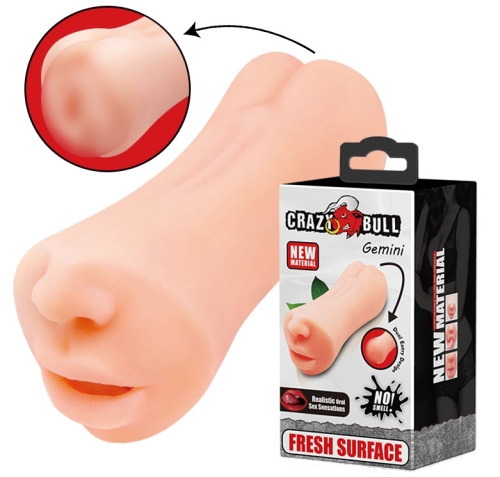 Мастурбатор 2 в 1 вагина та рот тілесного кольору LYBAILE CRAZY BULL Gemini Realistic Oral Sex Sensations - 1