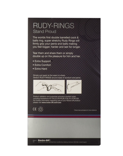 Ерекційне кільце Rocks Off Rudy-Rings Black - 3