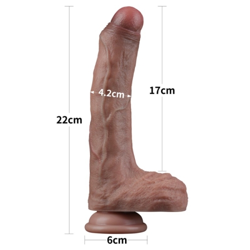 Реалістичний силіконовий фалоімітатор Dual Layered Silicone Cock 8.5 коричневий - 2