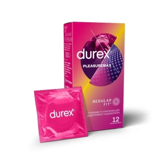Презервативы с ребрами и точками латексные с силиконовой смазкой Durex Pleasuremax 12 штук