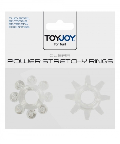 Набор из 2 шт эрекционных колец на пенис без вибрации Power stretchy Rings Clear - 1
