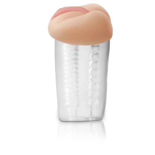 Мастурбатор у колбі вагіна тілесного кольору Pipedream Extreme Deluxe See Thru Stroker - 3