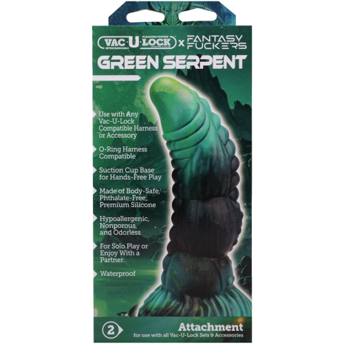 Фентезійний фалоімітатор на присосці зелений Doc Johnson Vac-U-Lock x Fantasy Fuckers Green Serpent - 7