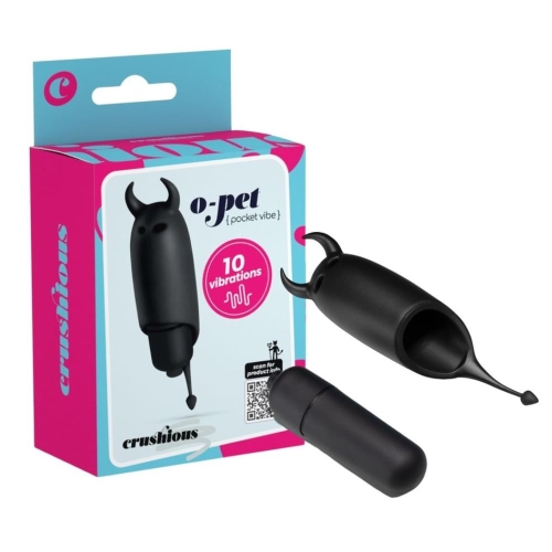 Карманный вибратор для клитора Чертик черный Crushios O-Pet - 2