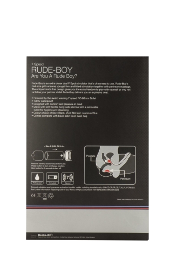 Масажер простати вібро Rocks Off Rude-Boy Black Чорний без рук з масажем промежини силіконовий Рокс Офф руд бій - 3