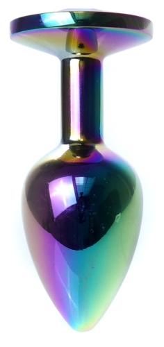 Анальная пробка с камушком радужного цвета Boss of toys Boss Series Jewellery Multicolour Plug Clear размер S - 6
