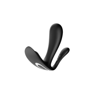 Силиконовая анальная пробка со стимуляцией клитора и вибрацией черная Satisfyer Top Secret