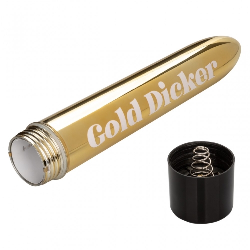 Мини вибратор золотистого цвета California еxotic novelties Naughty Bits Gold Dicker Vibe - 2