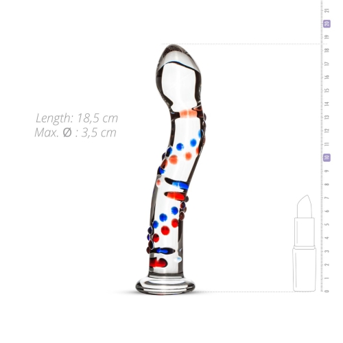 Скляний дилдо з вигинами і малюнком Gildo Glass Dildo No. 3 - 5