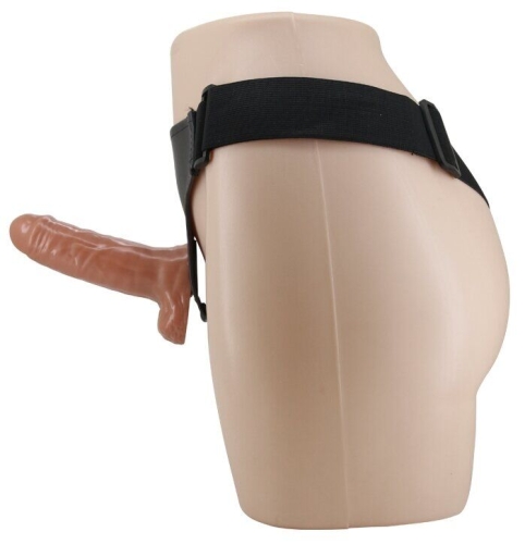 Страпон с вибрацией на ремне коричневый Ultra Passionate Harness Realdeal Penis 6.2 - 2