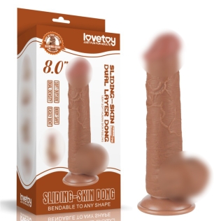 Фаллоимитатор реалистик на присоске Sliding Skin Dual Layer Dong 8.0 коричневый