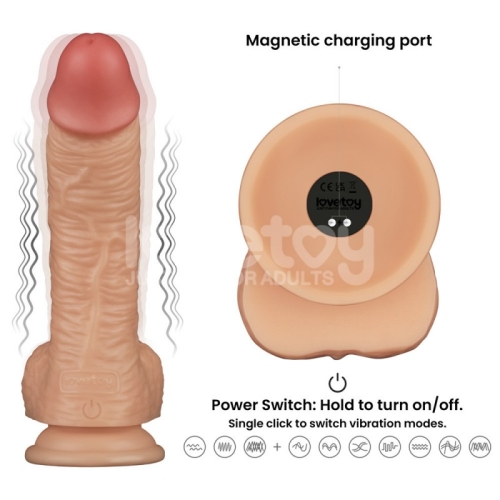 Ремінний вібрострапон реалістичний на присосці тілесного кольору Lovetoy Vibrating Enhanced Strap on Set труси L/XL/2XL - 2