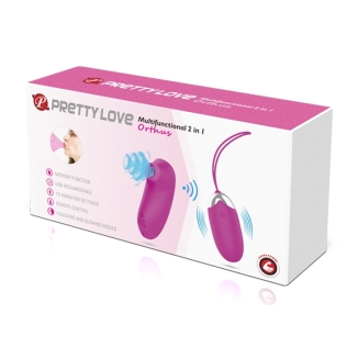Віброяйце з вакуумною стимуляцією і пультом ДУ фіолетове Pretty Love ORTHUS Multifunctional 2 in 1