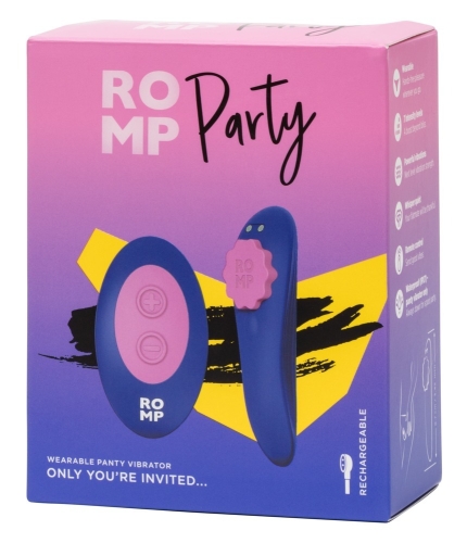 Вибротрусики для клитора с беспроводным пультом управления синий ROMP Party - 9