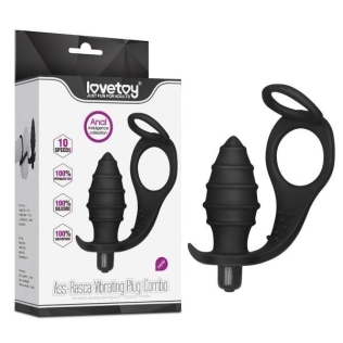 Массажер простаты с вибрацией и эрекционным кольцом Lovetoy черный