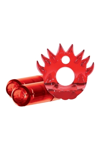 Эррекционное виброкольцо на член с двумя вибропулями красное Zero Tolerance Flame Thrower - 1