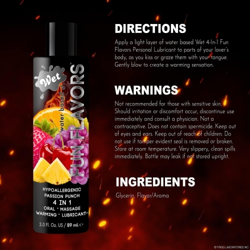 Оральный разогревающий лубрикант на водной основе со вкусом мультифрукта Wet Fun Flavors 30 мл - 2