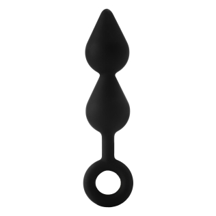 Анальная пробка с кольцом двойная черного цвета Dream Toys FANTASSTIC размер XL