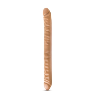 Фалоімітатор подвійний тілесного кольору з реалістичним дизайном DR SKIN 18inch MOCHA