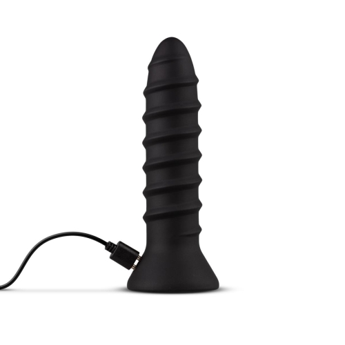 Анальний вібратор із рельєфом чорний EasyToys Screwed розмір S - 4