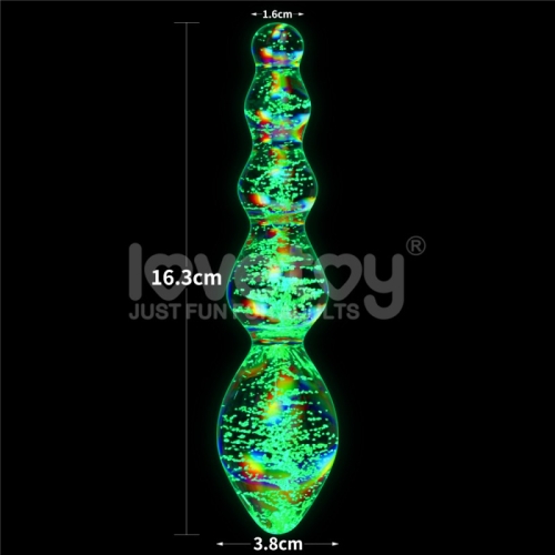Скляний фалоімітатор світиться Twilight Gleam Glass Dildo Tantalizing Orbs - 2