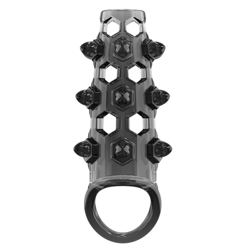 Стимулирующая насадка на член с пупырышками черная Meleon - Stinger Locking Sleeve - 3