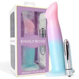 Фаллоимитатор на присоске с вибропулей розово голубой Engily Ross Dildo Vibration Suction Cup Gradient Colour