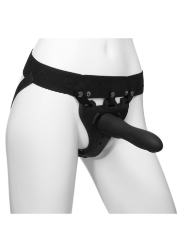 Страпон унисекс с вибрацией Doc Johnson Body Extensions полая насадка чёрный - 3