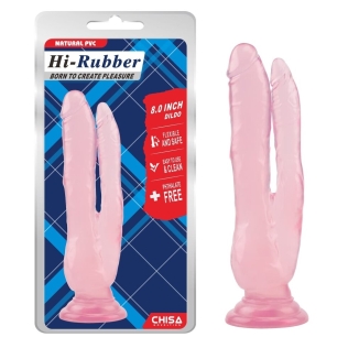Подвійний анально-вагінальний фалоімітатор на присоску рожевий CHISA Hi Rubber 8.0 Inch Dildo