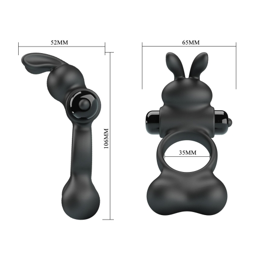 Эрекционное виброкольцо на член черное LYBAILE Pretty Love YUSUF Vibrate Penis Ring - 8