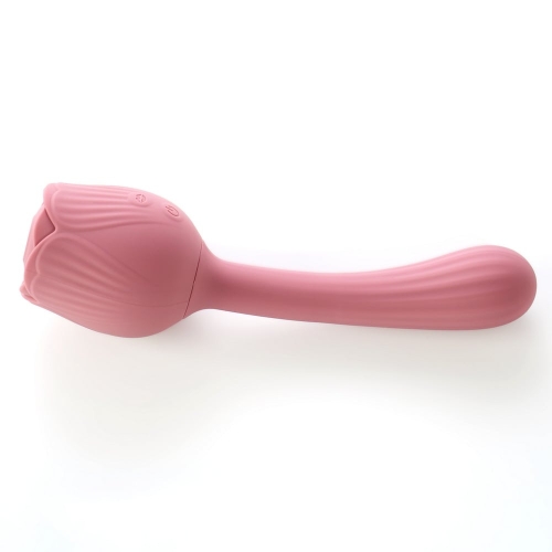 Вібратор тюльпан із вакуумною стимуляцією Рожевий Sweet Em Velvet Lure - 4