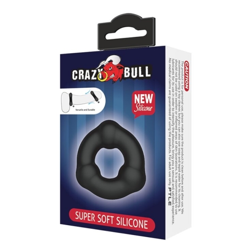 Эректильное кольцо из мягкого силикона с 3-мя шариками LYBAILE Crazy Bull черный - 7