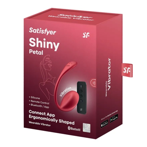 Виброяйцо с пультом управления красного цвета Satisfyer Shiny Petal Connect App - 5