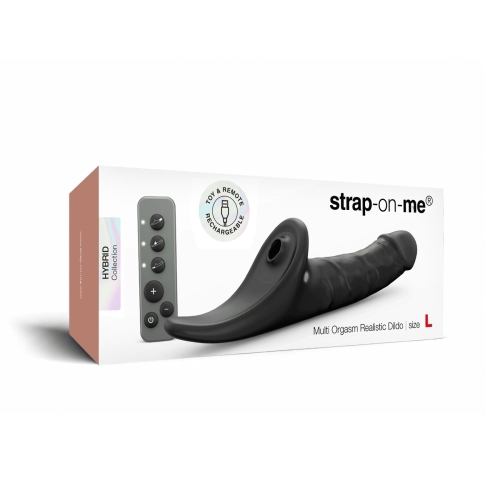 Вибронасадка реалистичная для страпона с вакуумной стимуляцией черная Strap-On-Me Multi Orgasm Realistic Dildo размер L - 7