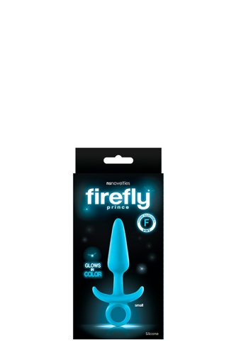 Анальная пробка светящаяся с кольцом голубого цвета NS Novelties Firefly prince small - 2
