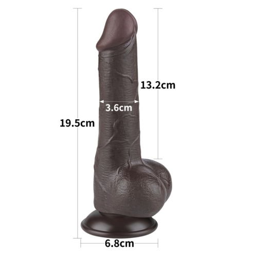 Фаллоимитатор реалистик на присоске Sliding Skin Dual Layer Dong 7.5 коричневый - 2