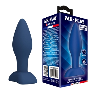 Анальная пробка синяя из силикона LYBAILE MR.PLAY Bulb Anal Plug размер S