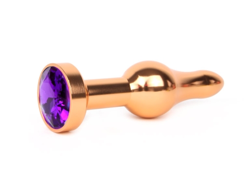 Золотая анальная пробка JEWELRY фиолетовый кристалл L 10,3 см D 2,8 см - 1