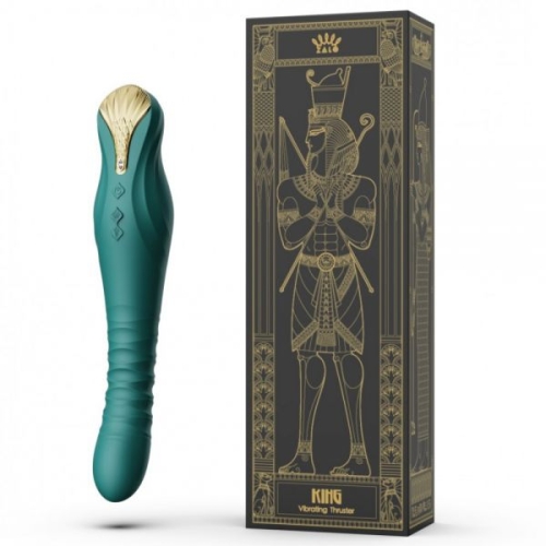 Вибромассажер с фрикциями и управлением со смартфона зелёный ZALO KING Turquoise - 1