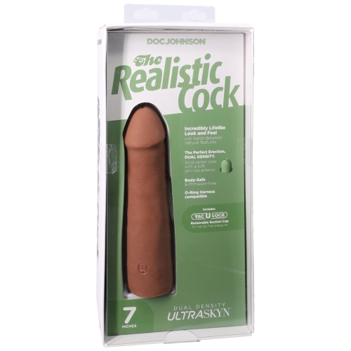 Фалоімітатор реалістичний на присосці бежевий Doc Johnson The Realistic Cock ULTRASKYN - 7 Inch Caramel - 8