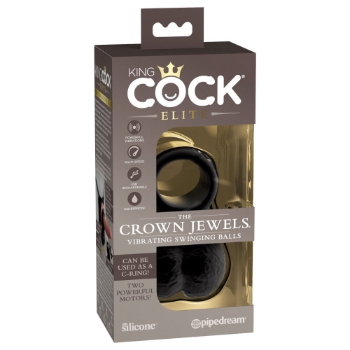 Насадка для страпона мошонка с вибрацией черная Pipedream King Cock Elite - 5