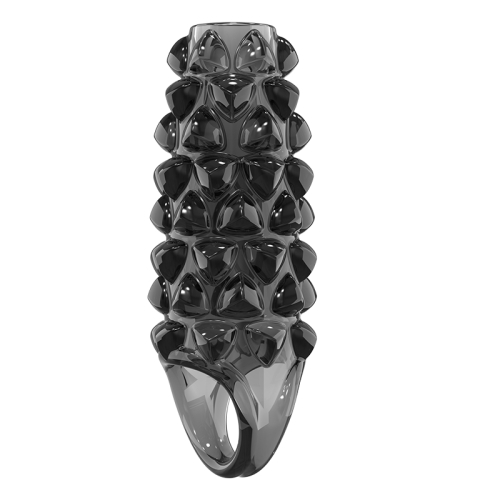 Стимулююча насадка на член із пухирцями чорна Meleon - Dragon Spine Locking Sleeve - 7