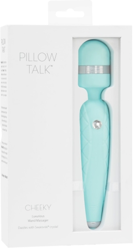 Роскошный силиконовый вибромассажер с гибкой головкой PILLOW TALK - Cheeky Teal с кристаллом Сваровски - 6
